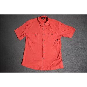 Vintage L.L. Bean Outdoor Button Up Shirt Men M Red Spread Collared Short Sleeve